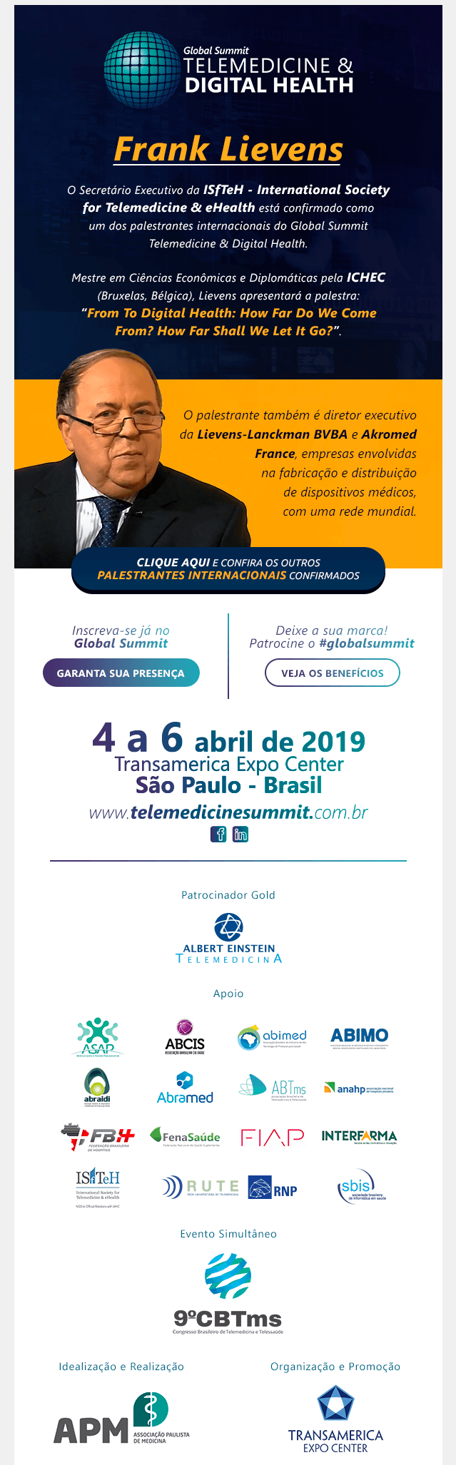 Frank Lievens é confirmado no Global Summit Telemedicine & Digital Health