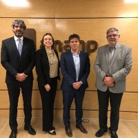 Paulo Rebello, diretor-presidente da ANS; Alessandra Calabro, diretora de Relações Públicas da BD, Alexandre Fioranelli, diretor do DIPRO da ANS e Antônio Britto, diretor-executivo Diretores da ANS, Anahp e BD discutem desafios do sistema de saúde